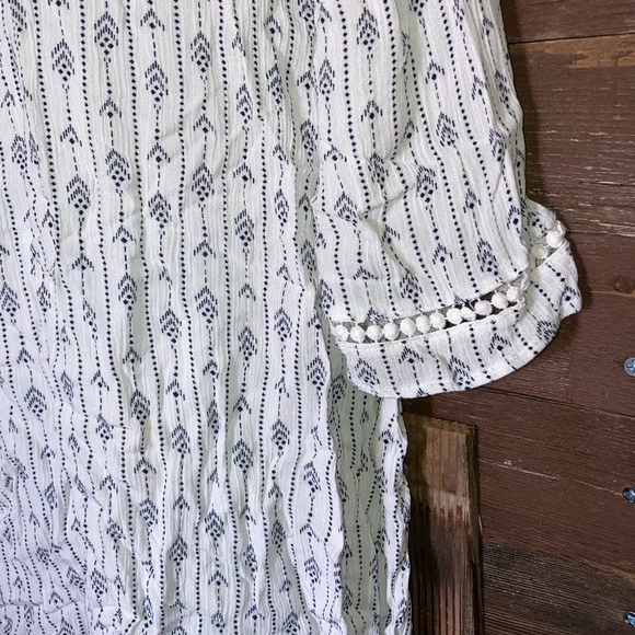 Mixed print, navy and white, tunic dress. - Picture 3 of 4